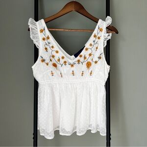 Blue Rain (Francesca’s) Embroidered Babydoll Top
